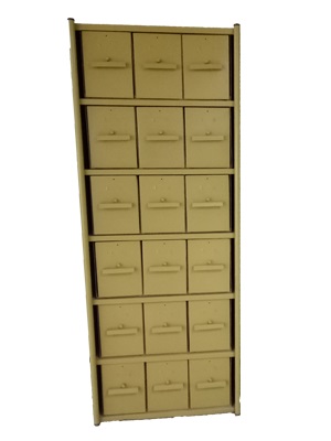 Metal shelving with drawers
